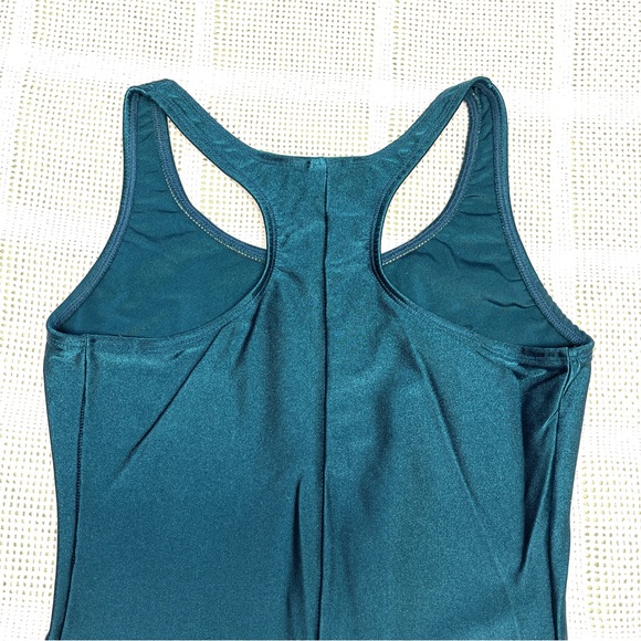Rare Vintage The Body Co racerback green blue athletic romper jumpsuit - Picture 4 of 9